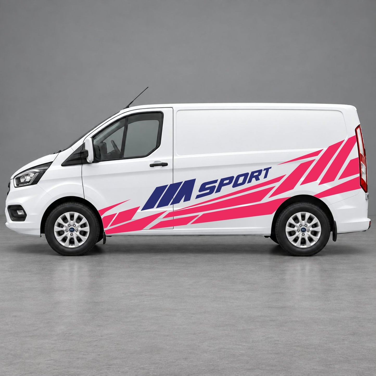 Ford Transit Custom M Sport Racing Side Graphics in Pink & Navy Blue