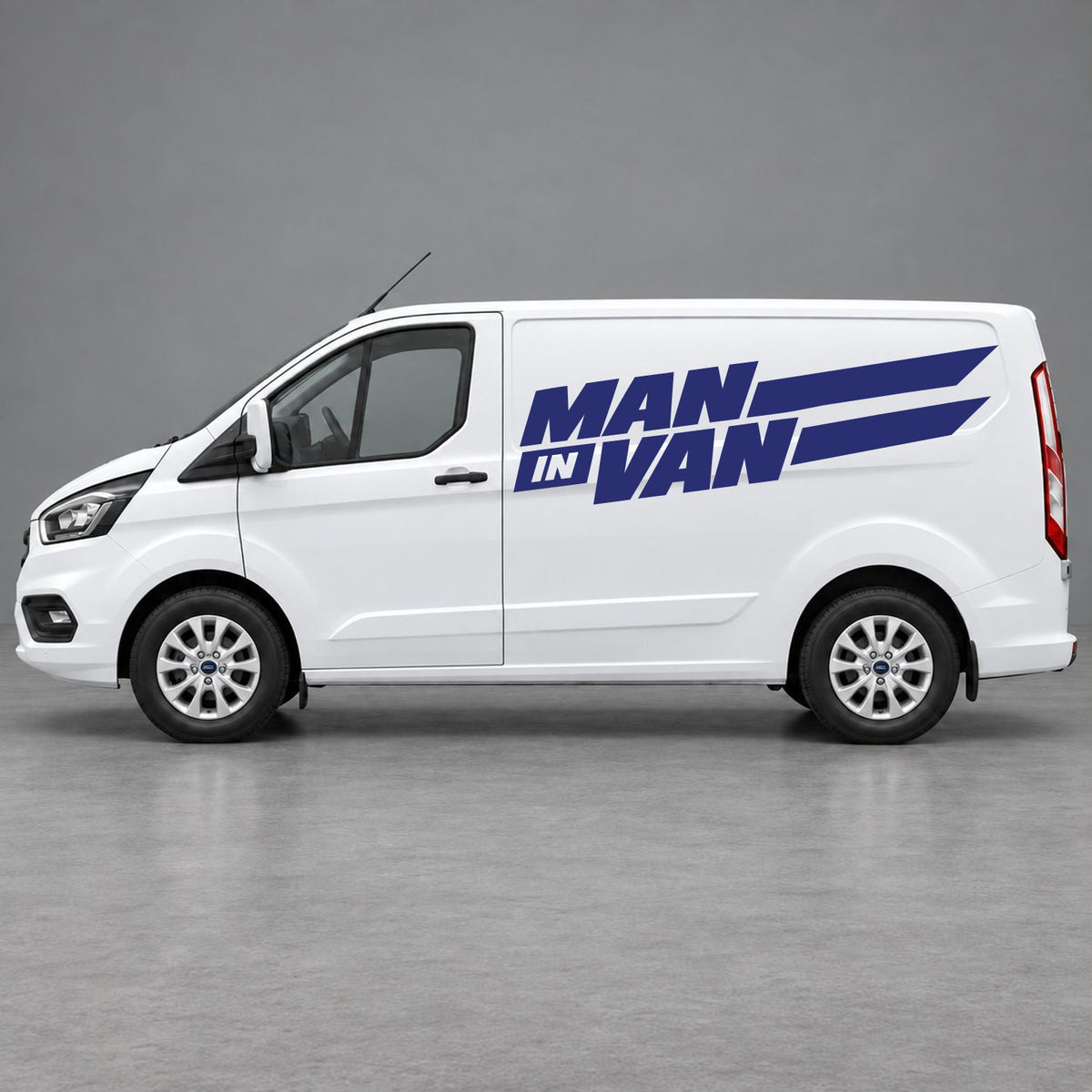 Ford Transit Custom Man in Van Side Stripes in Navy Blue & Navy Blue