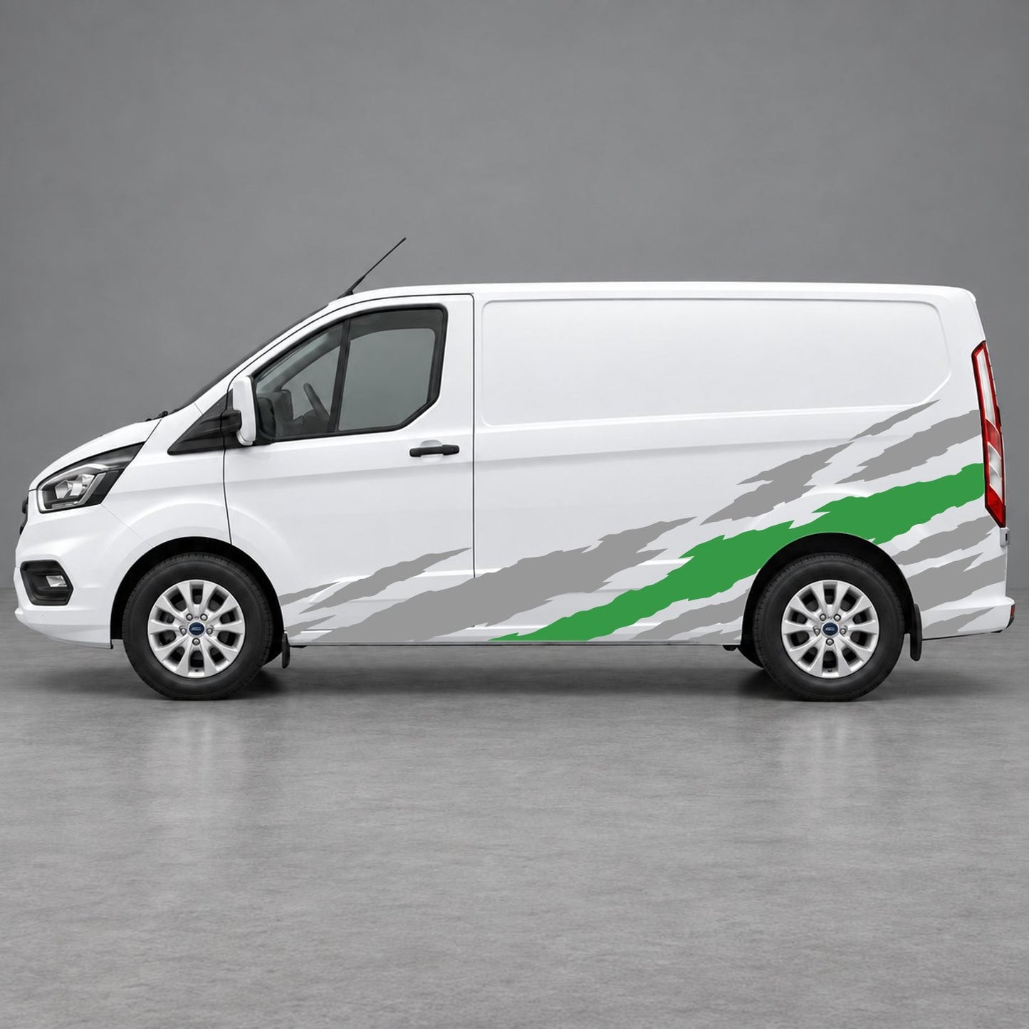 Ford Transit Custom Claw Scratch Side Graphics in Grey & Green