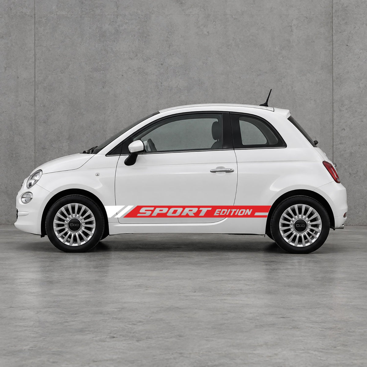 Fiat 500 Sport Edition Side Stripes Kit - Pair Supplied in Red & White
