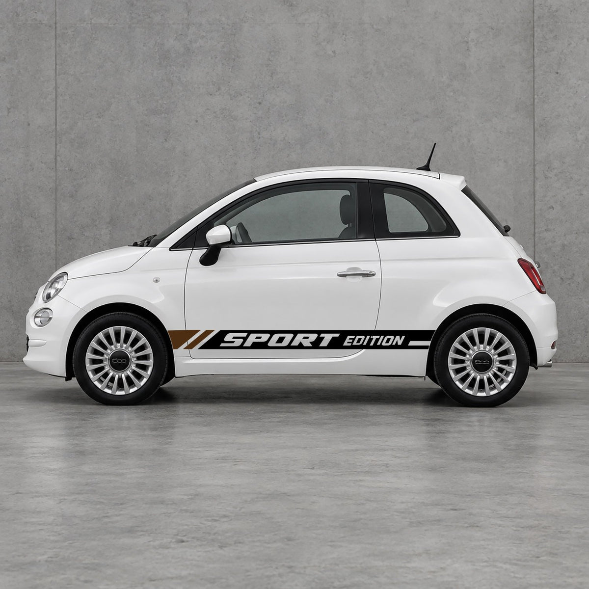 Fiat 500 Sport Edition Side Stripes Kit - Pair Supplied in Black & Brown