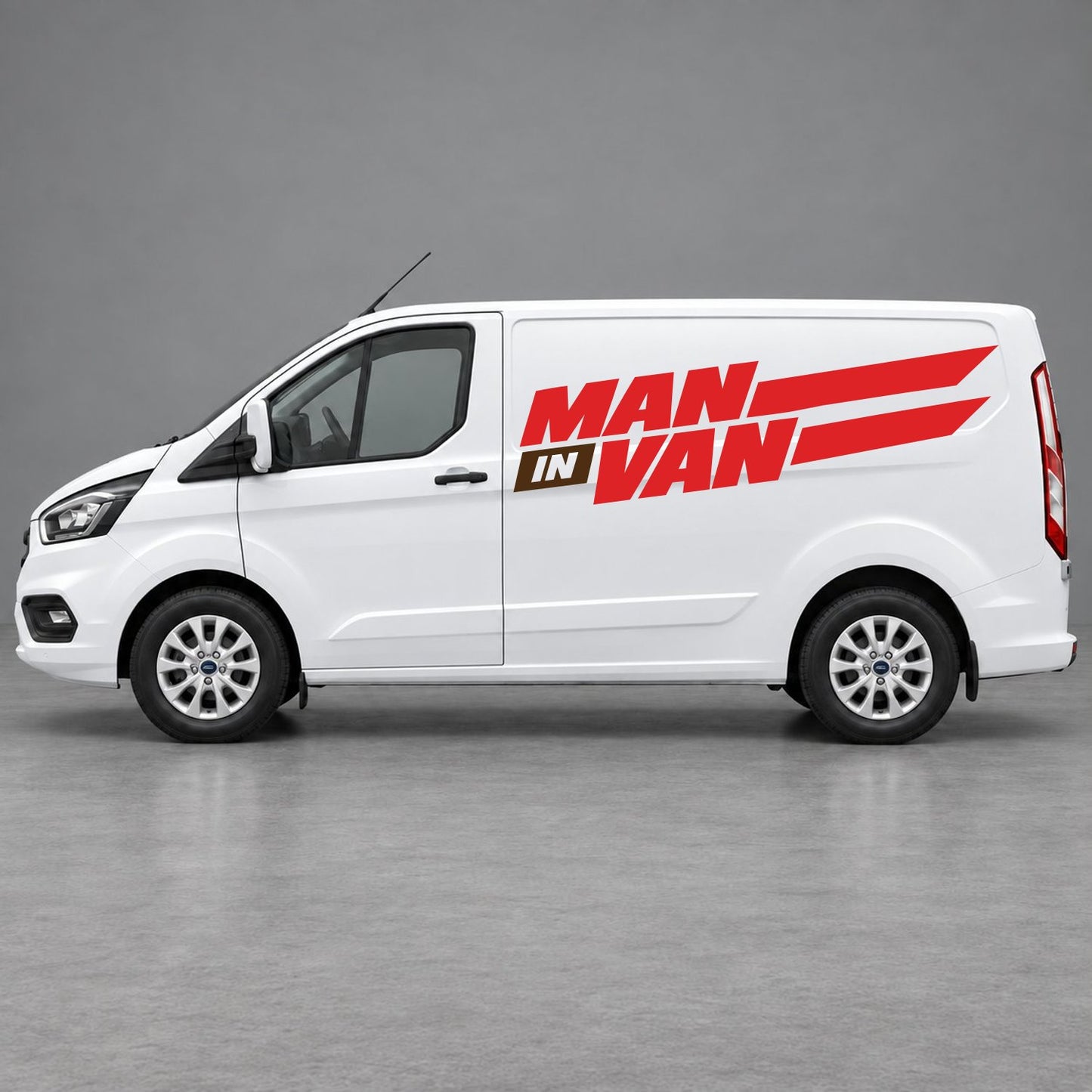 Ford Transit Custom Man in Van Side Stripes in Red & Brown
