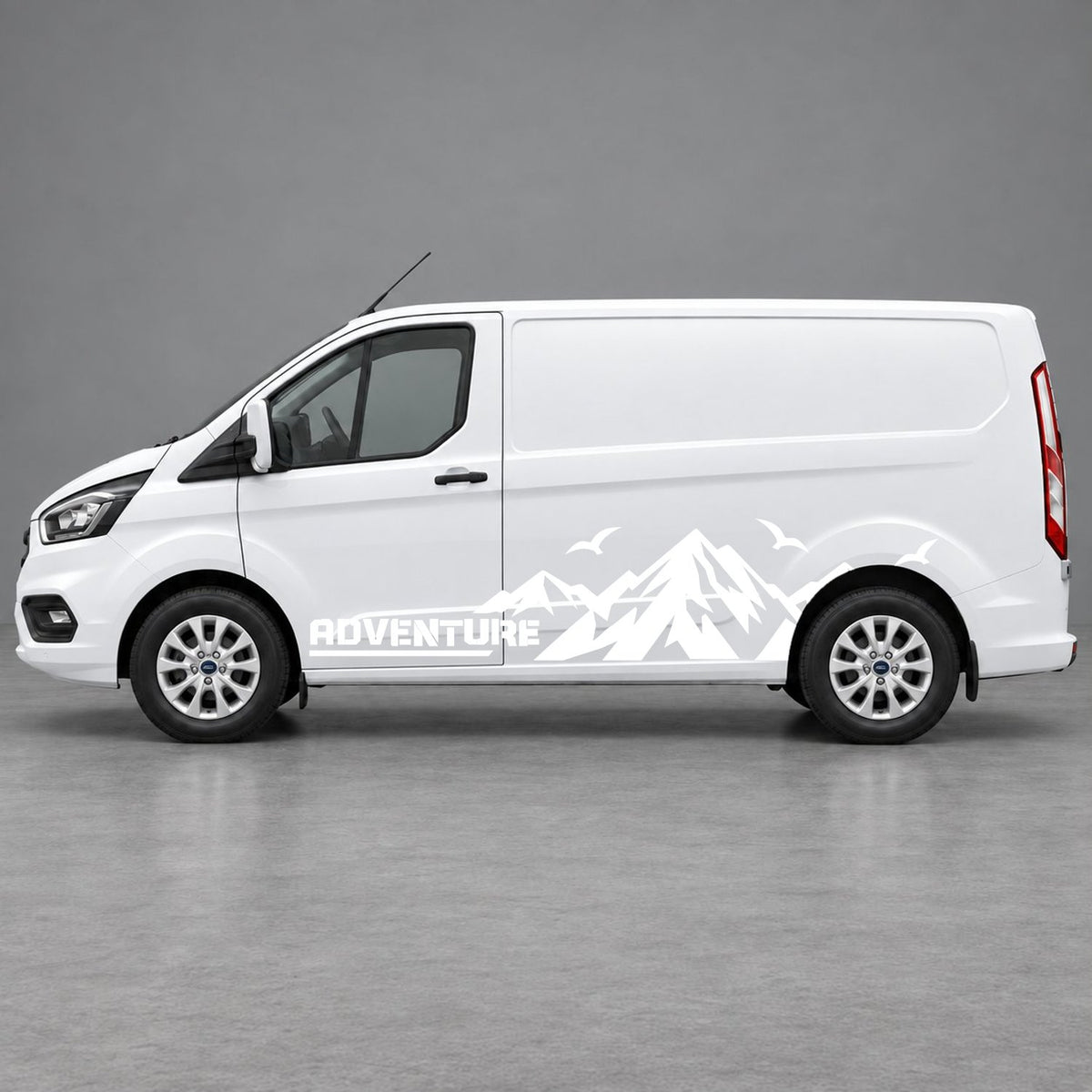 Ford Transit Custom Adventure Mountain Side Graphics in White
