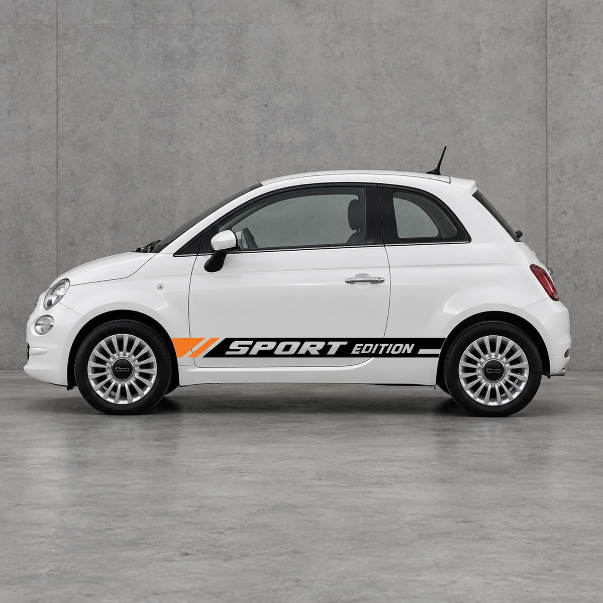 Fiat 500 Sport Edition Side Stripes Kit - Pair Supplied in Black & Orange