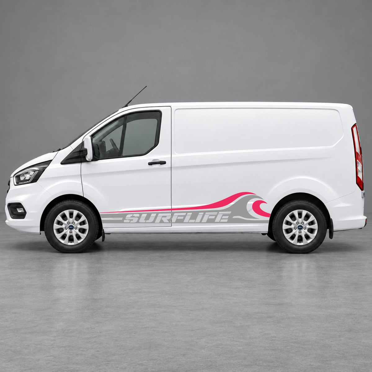 Ford Transit Custom Surflife Wave Side Stripes in Grey & Pink