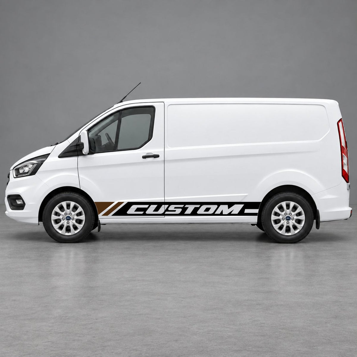 Ford Transit Custom Custom Lower Side Stripes in Black & Brown