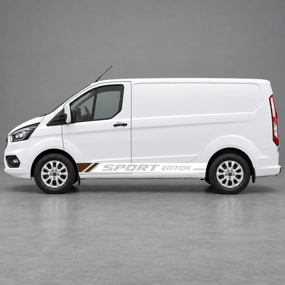 Ford Transit Custom Sport Edition Lower Side Graphics in White & Brown
