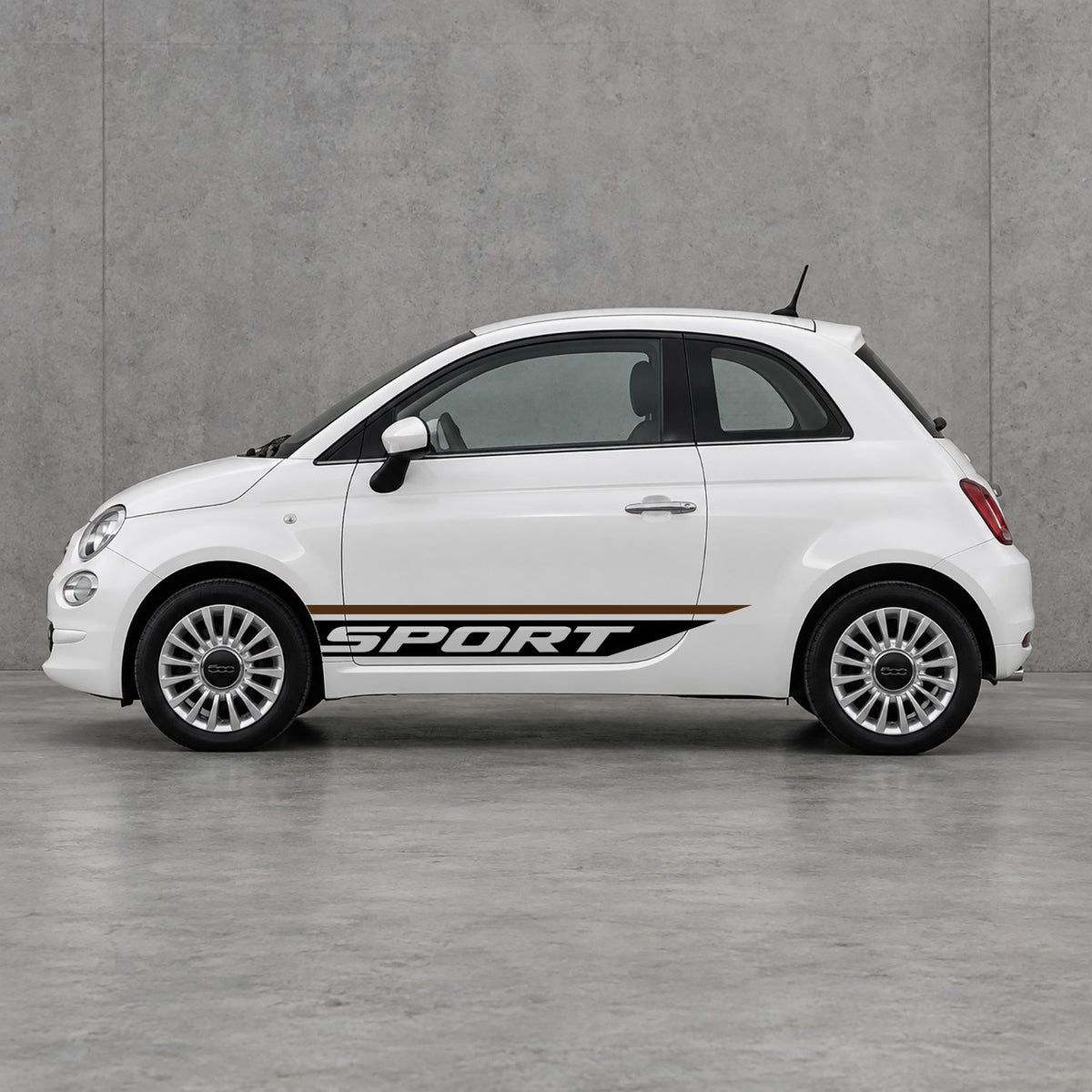 Fiat 500 Sport Lower Side Stripes Kit - Pair Supplied in Brown & Black