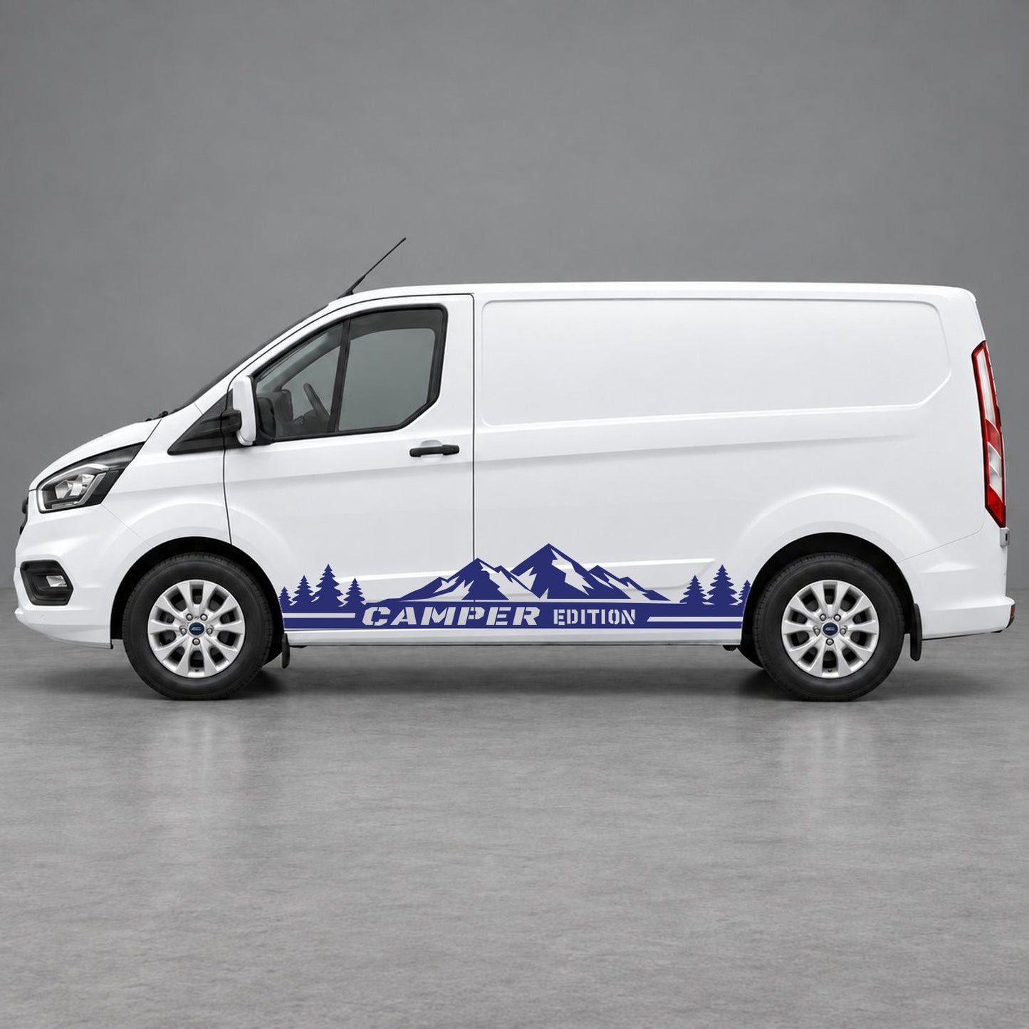 Ford Transit Custom Camper Edition Forest Side Stripes in Navy Blue