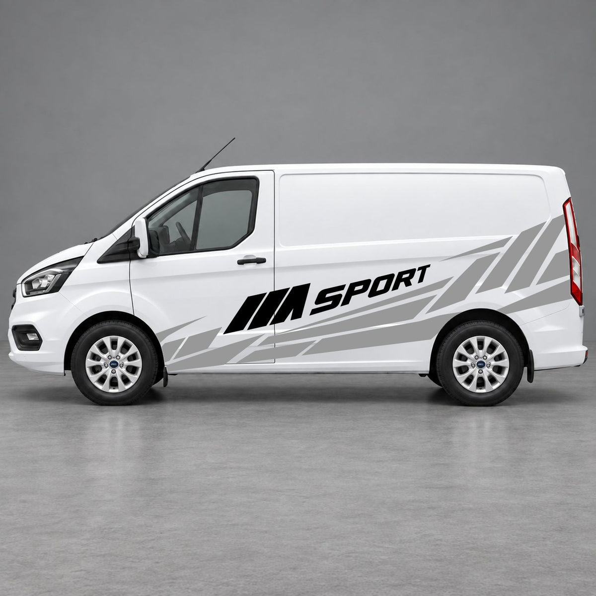 Ford Transit Custom M Sport Racing Side Graphics in Grey & Black