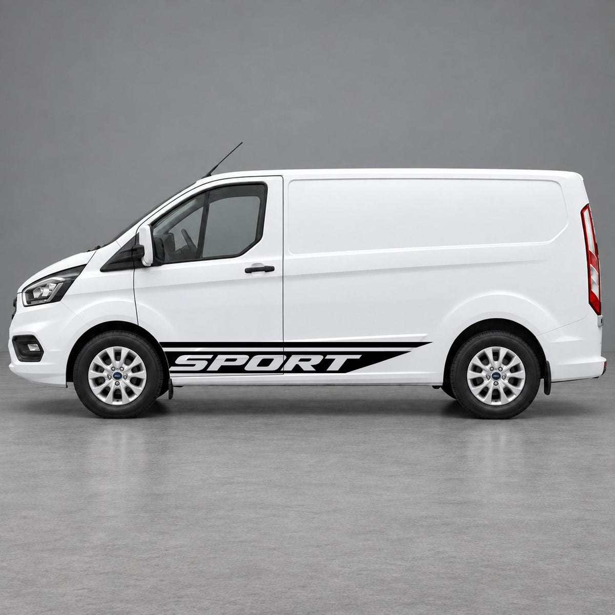 Ford Transit Custom Sport Swoosh Lower Side Stripes in Black & Black