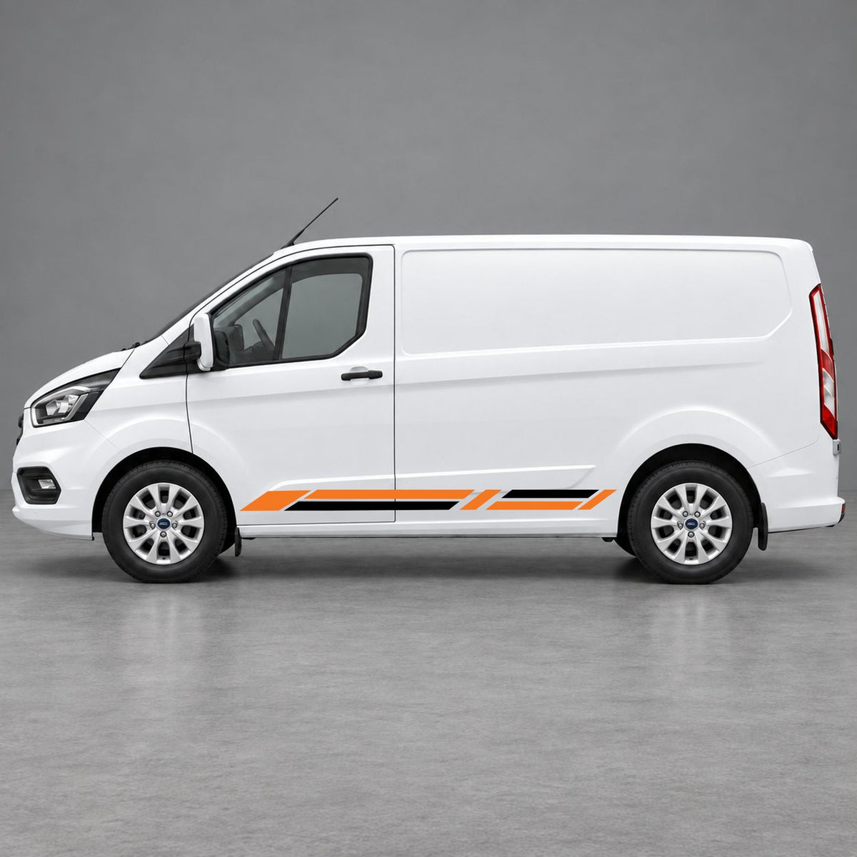 Ford Transit Custom Geometric Lower Side Stripes in Orange & Black