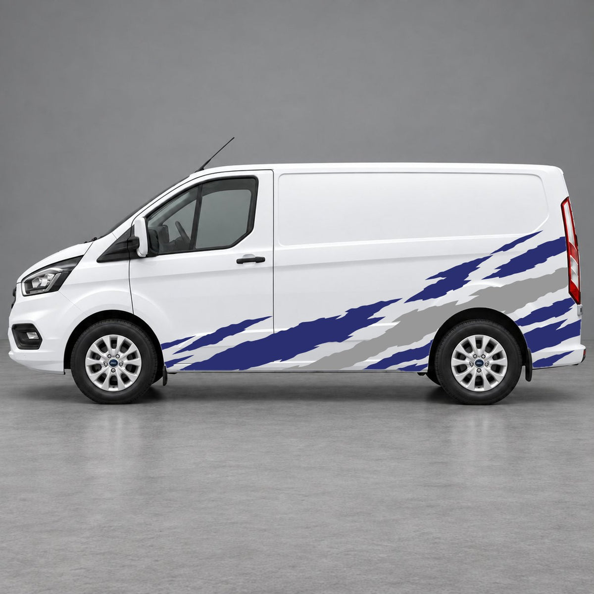 Ford Transit Custom Claw Scratch Side Graphics in Navy Blue & Grey
