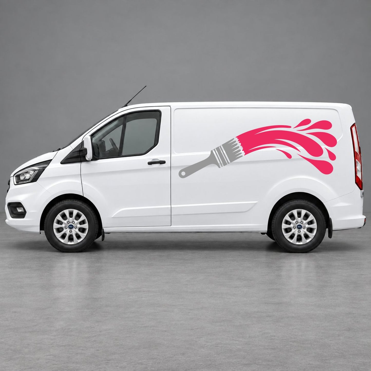 Ford Transit Custom Paintbrush Swoosh Side Graphics in Grey & Pink
