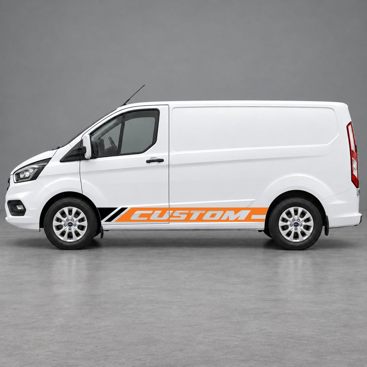Ford Transit Custom Custom Lower Side Stripes in Orange & Black