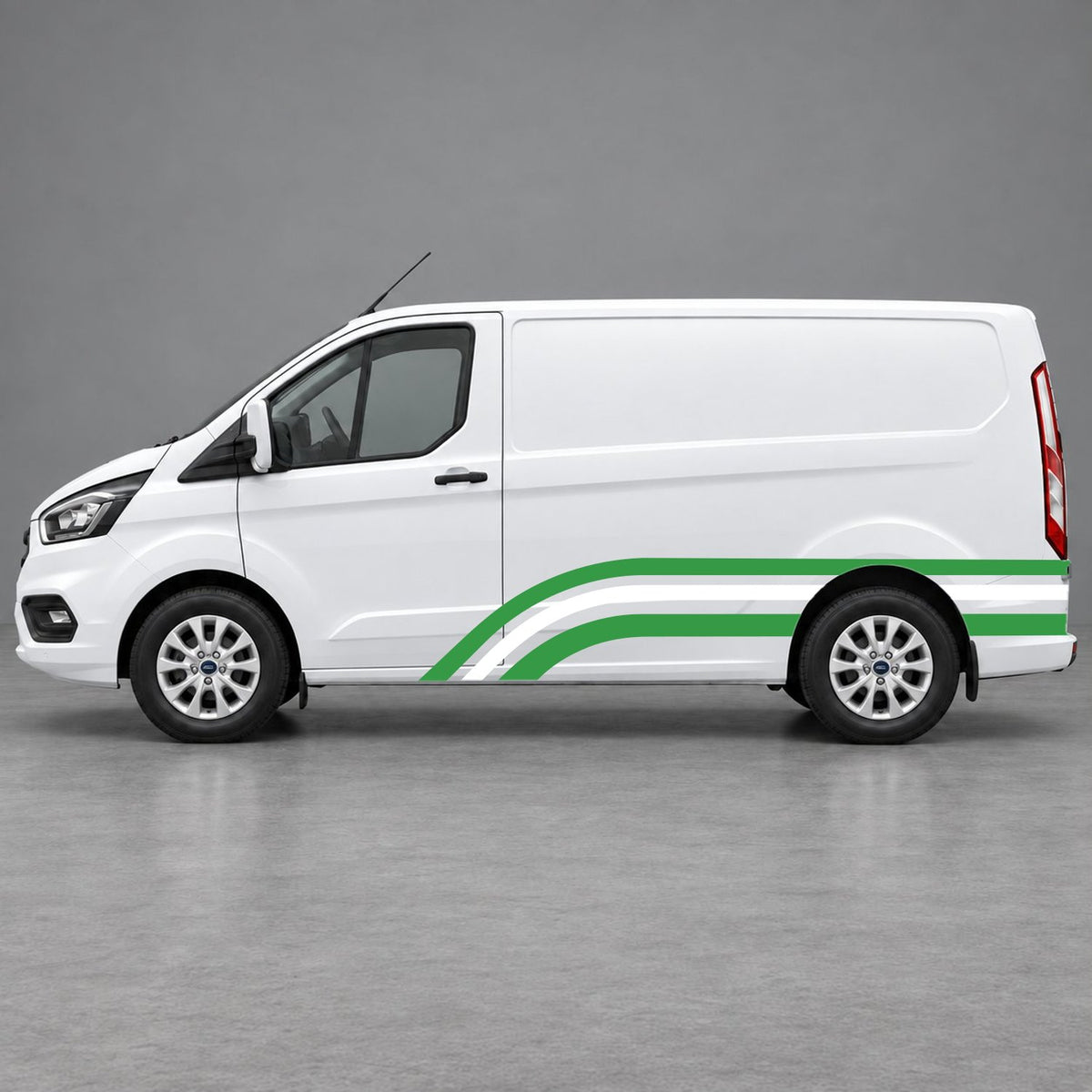 Ford Transit Custom Retro Triple-Arch Side Stripes in Green & White