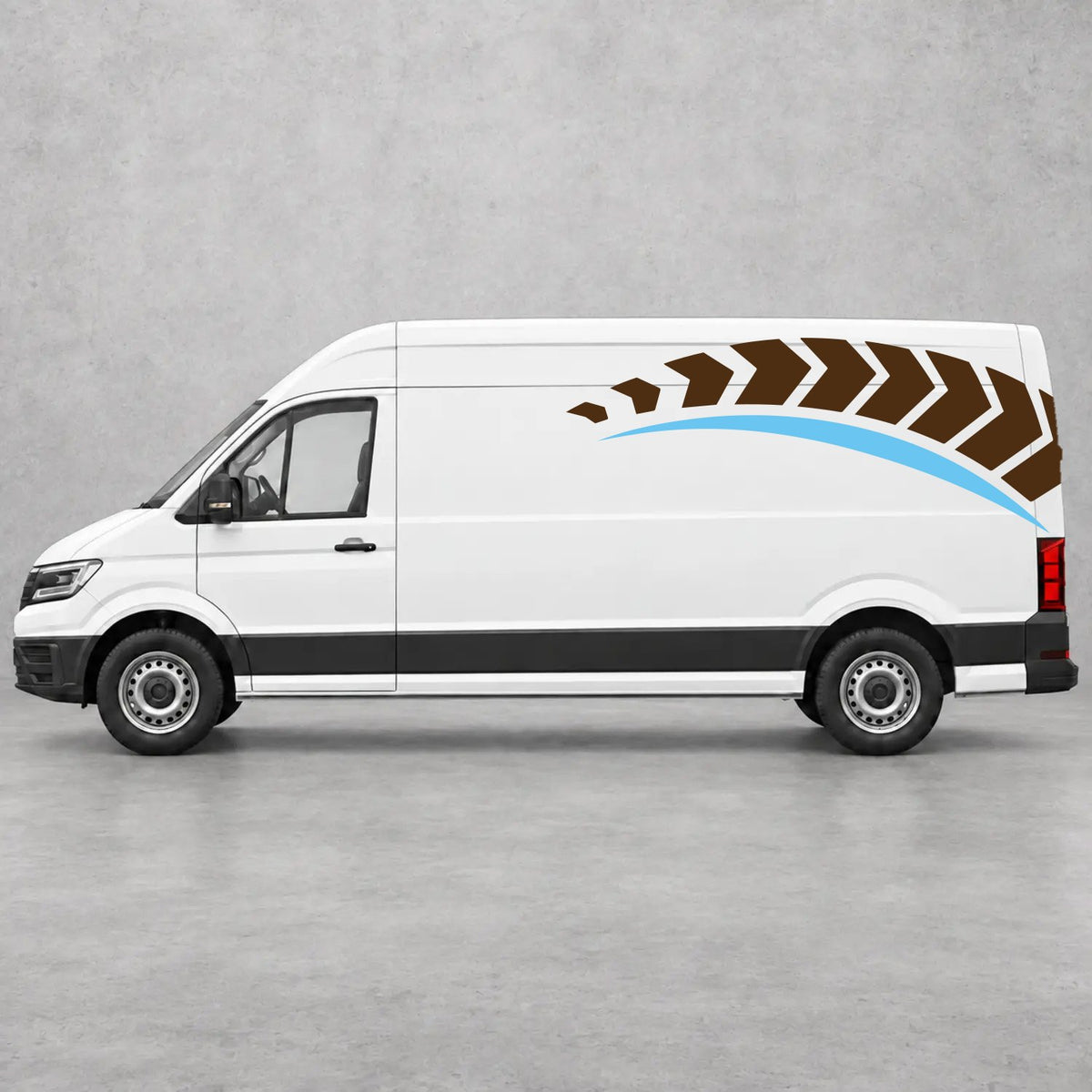 VW Crafter Chevron Track Side Graphics in Brown & Light Blue