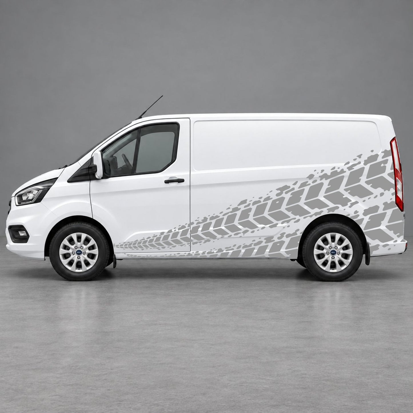 Ford Transit Custom Tyre Tread Side Graphics in Grey