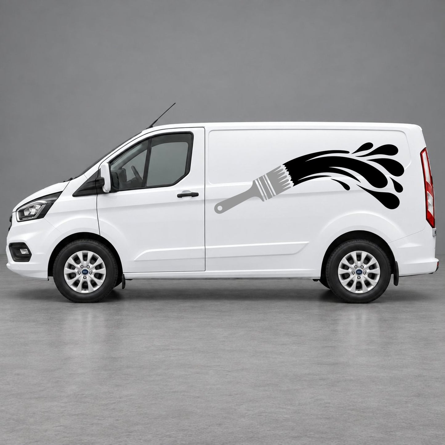 Ford Transit Custom Paintbrush Swoosh Side Graphics in Grey & Black
