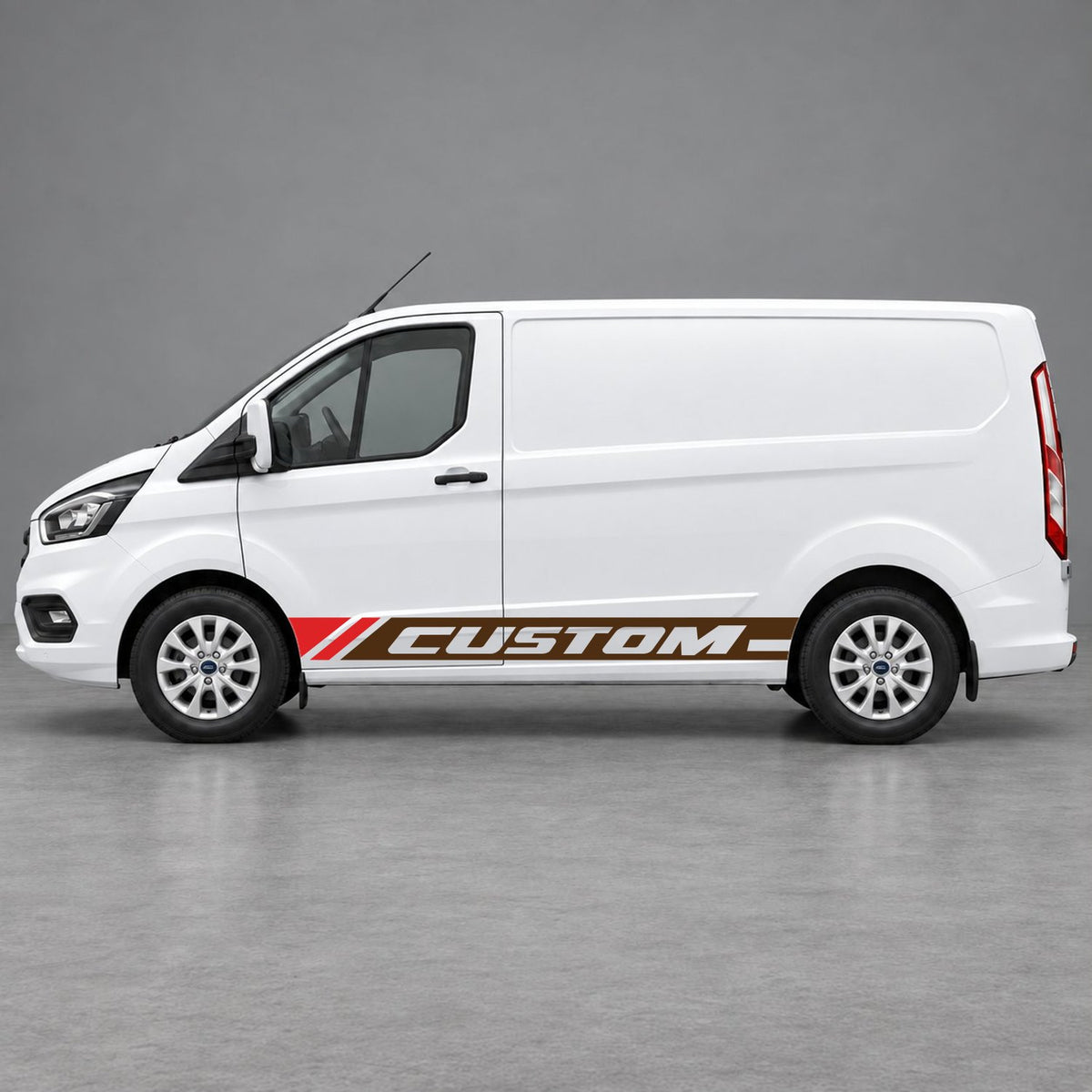 Ford Transit Custom Custom Lower Side Stripes in Brown & Red