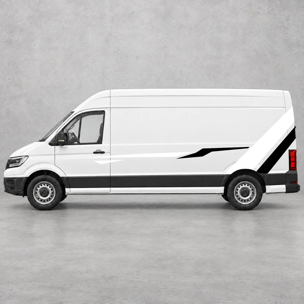 VW Crafter Bold Rear Diagonal Side Stripes in White & Black