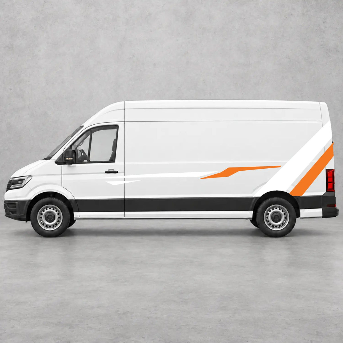 VW Crafter Bold Rear Diagonal Side Stripes in White & Orange