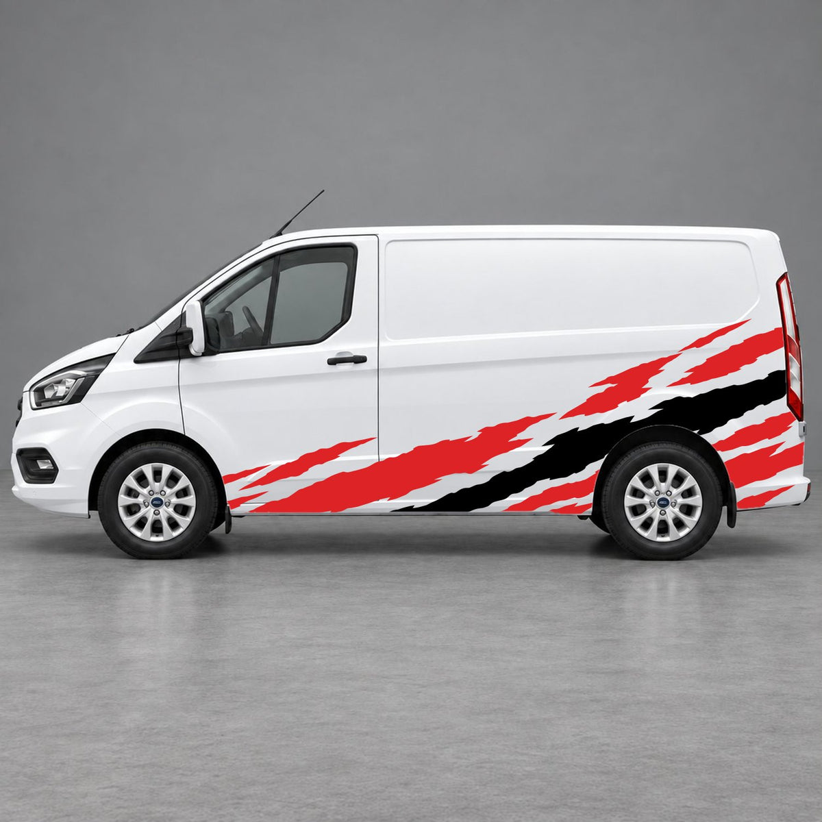 Ford Transit Custom Claw Scratch Side Graphics in Red & Black