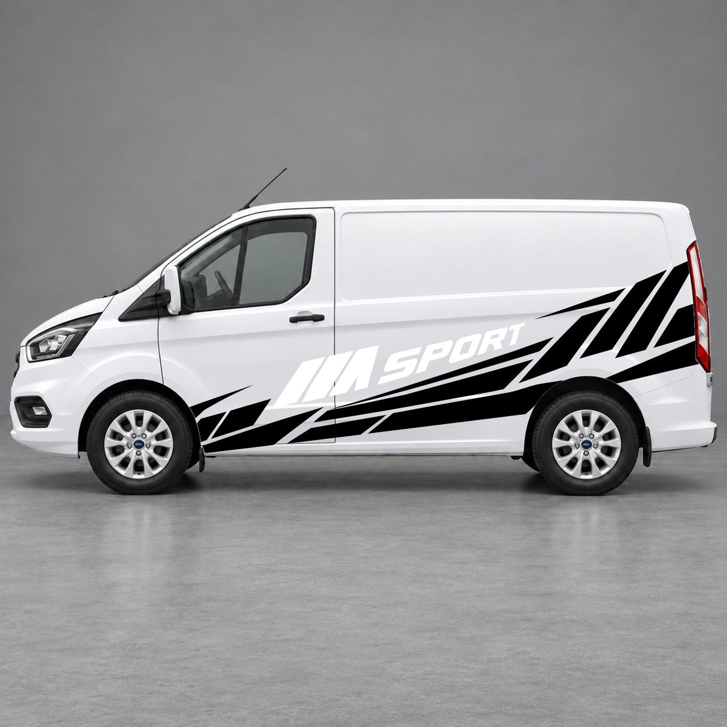 Ford Transit Custom M Sport Racing Side Graphics in Black & White