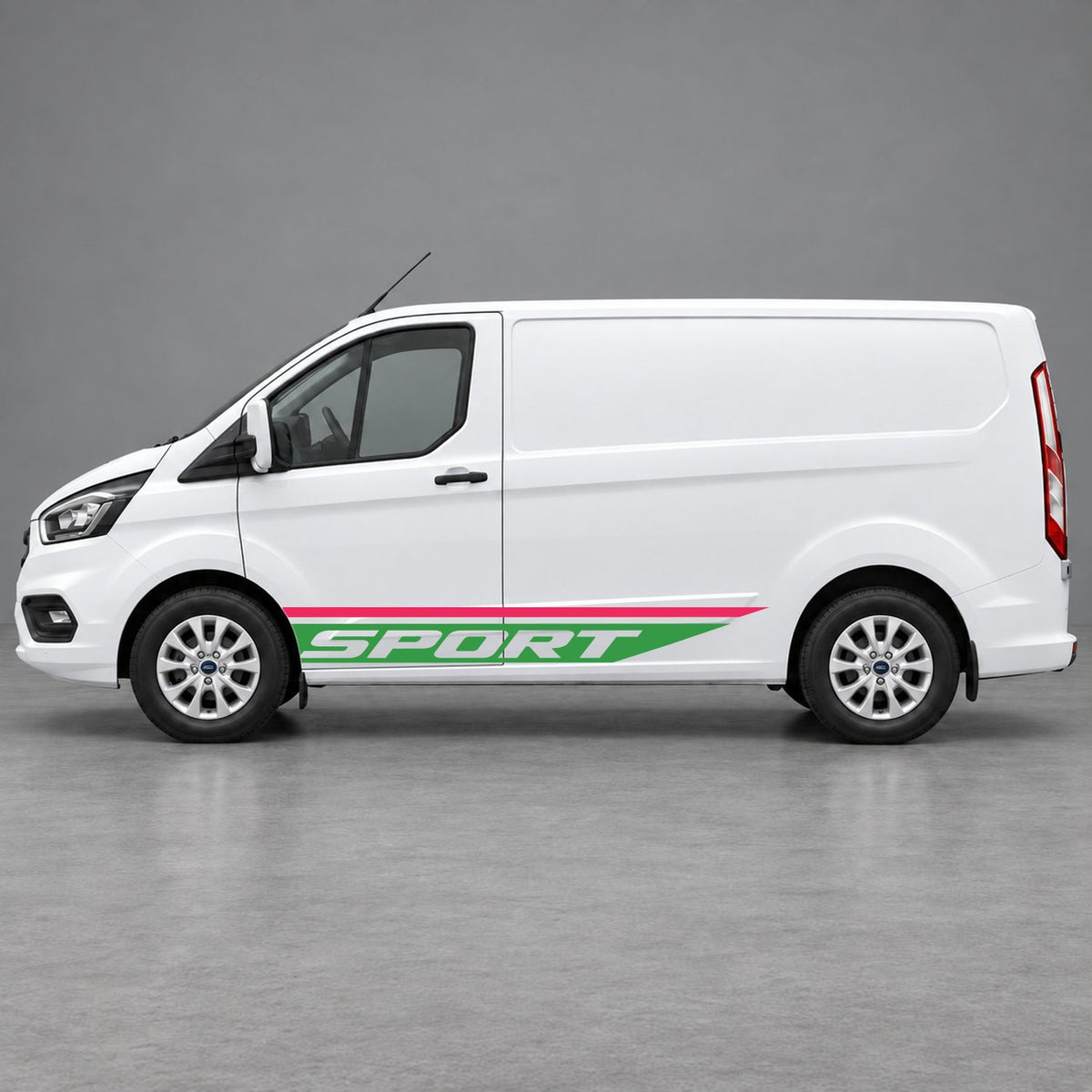Ford Transit Custom Sport Swoosh Lower Side Stripes in Pink & Green