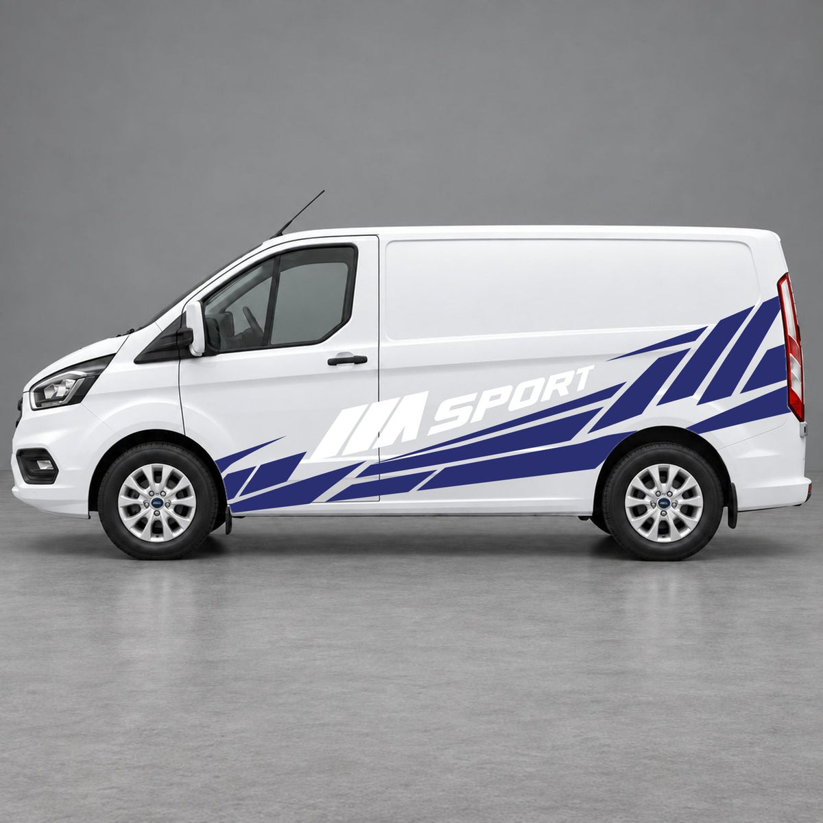 Ford Transit Custom M Sport Racing Side Graphics in Navy Blue & White