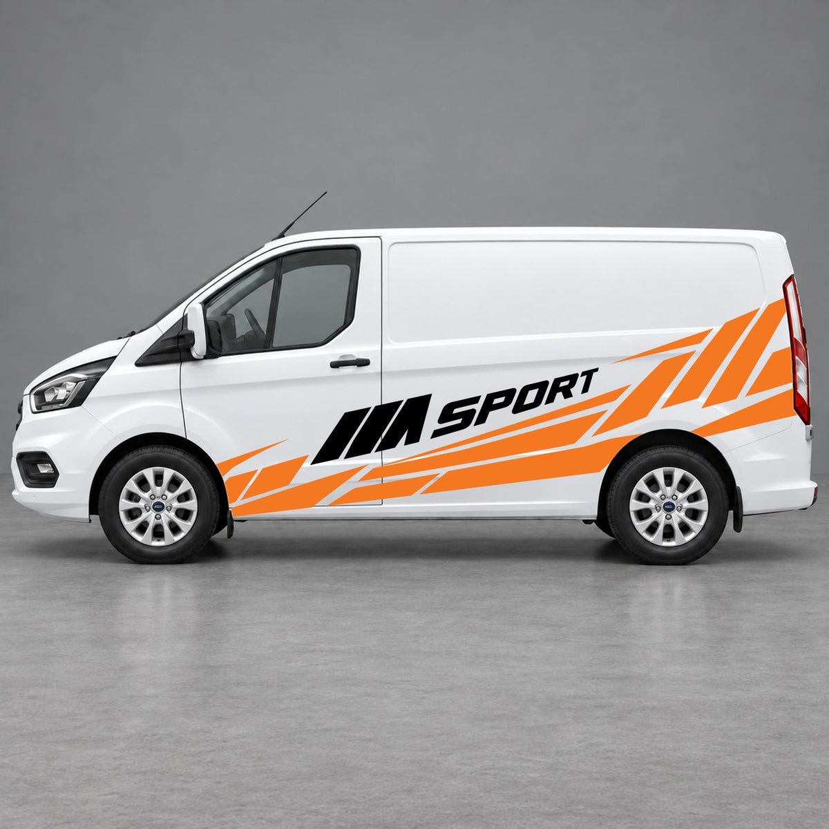 Ford Transit Custom M Sport Racing Side Graphics in Orange & Black