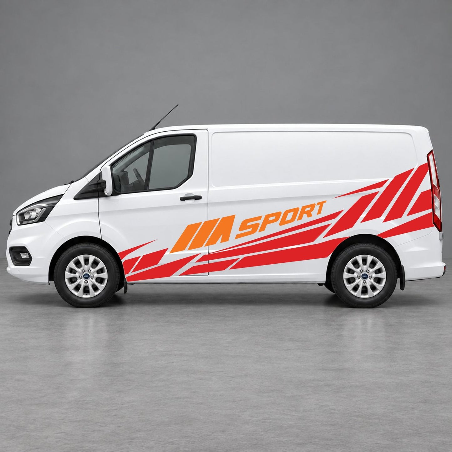 Ford Transit Custom M Sport Racing Side Graphics in Red & Orange