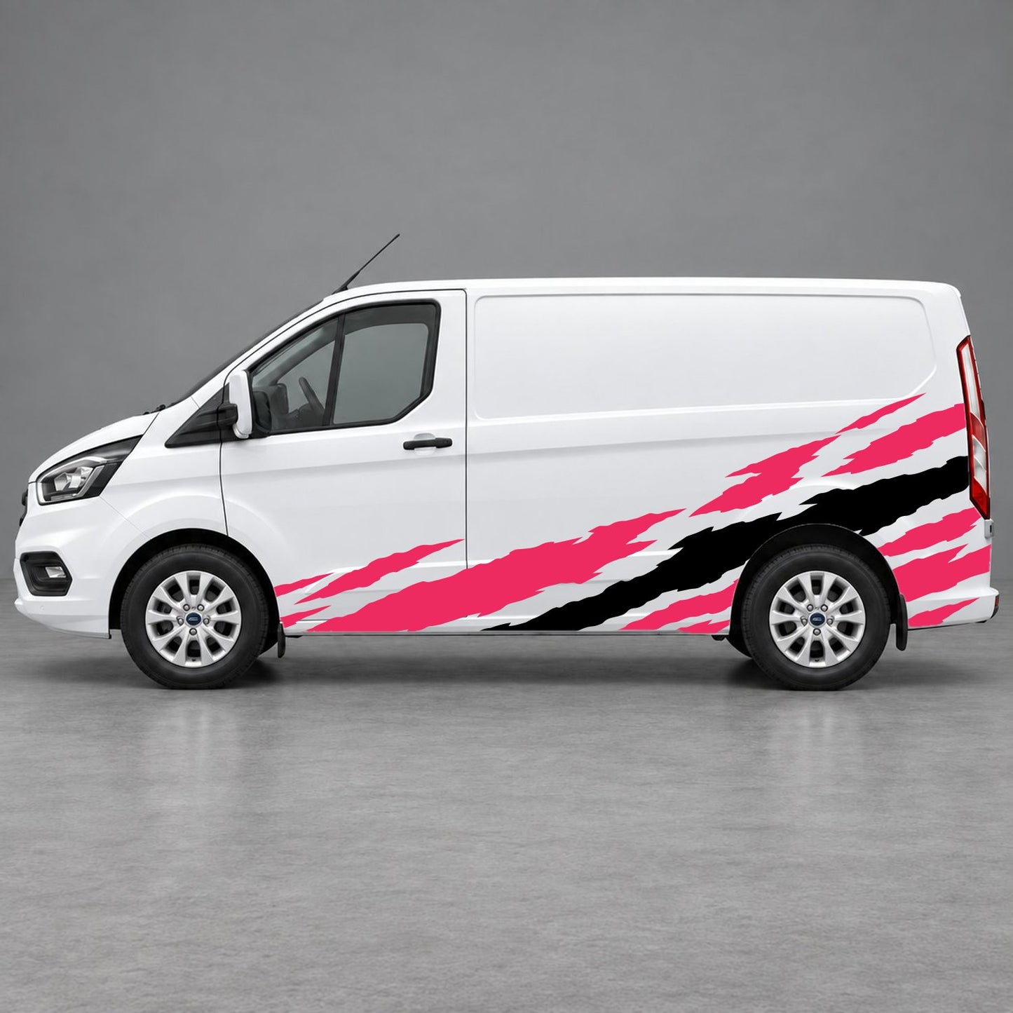 Ford Transit Custom Claw Scratch Side Graphics in Pink & Black