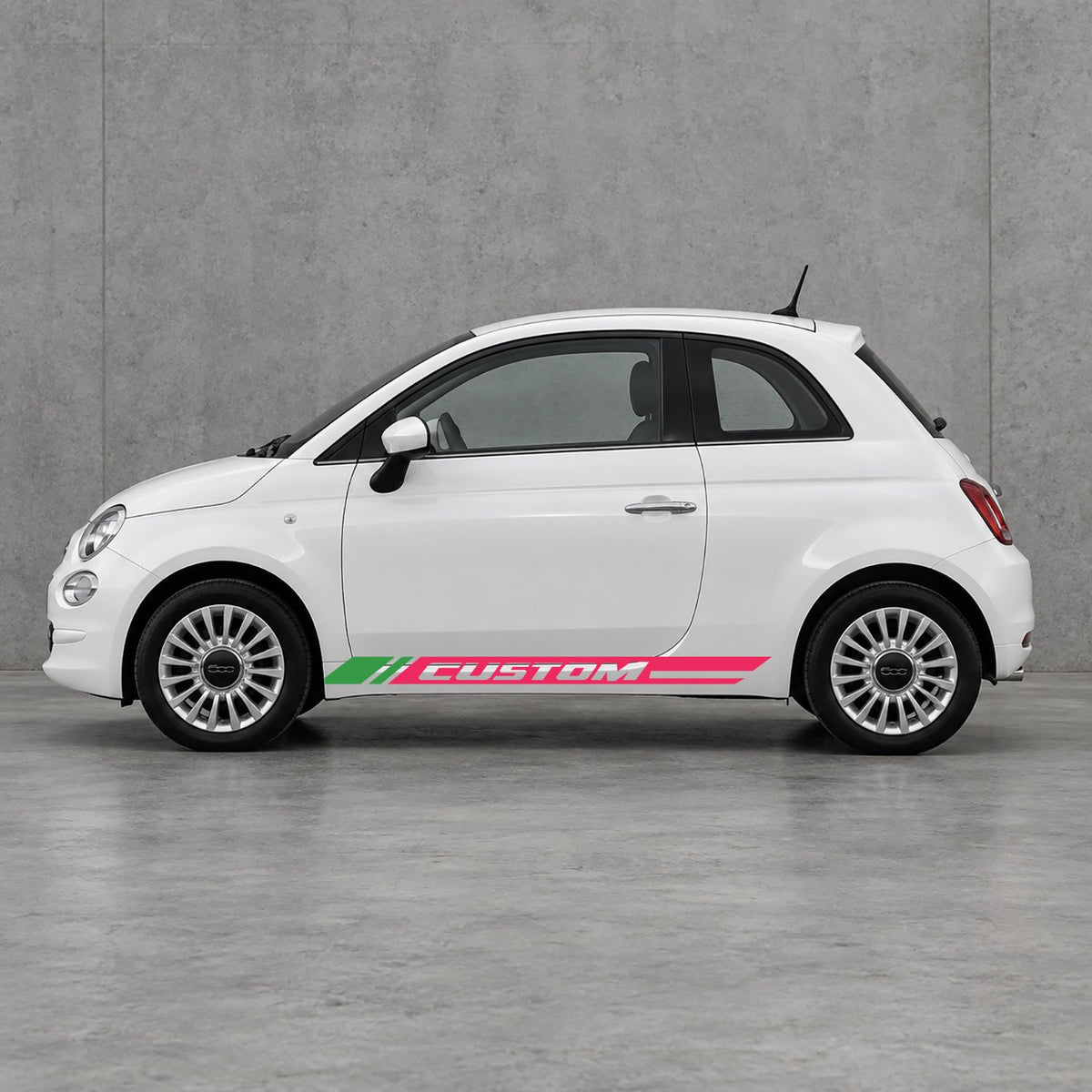 Fiat 500 Custom Lower Side Stripes Kit - Pair Supplied in Pink & Green