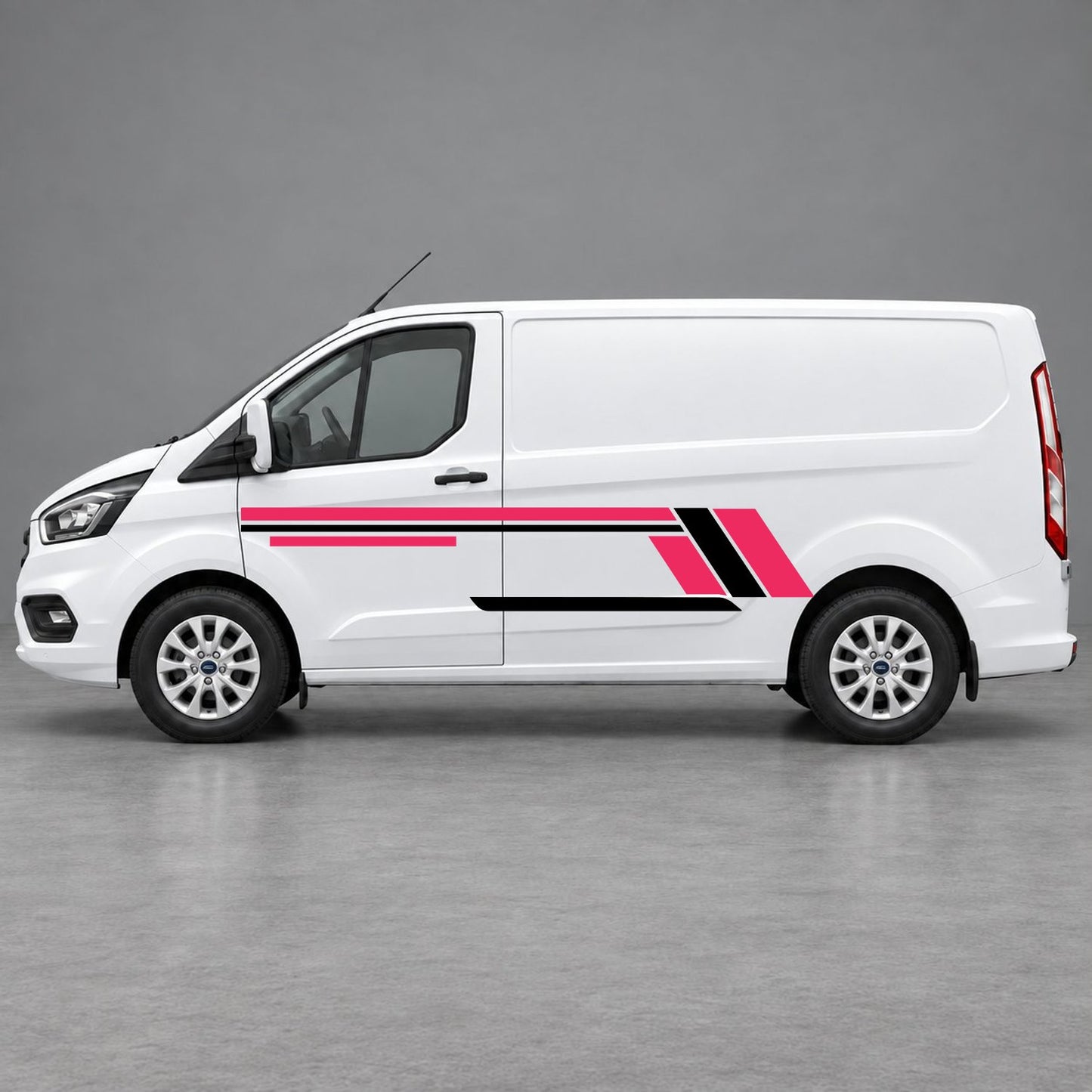 Ford Transit Custom Geometric Outline Side Stripes in Pink & Black
