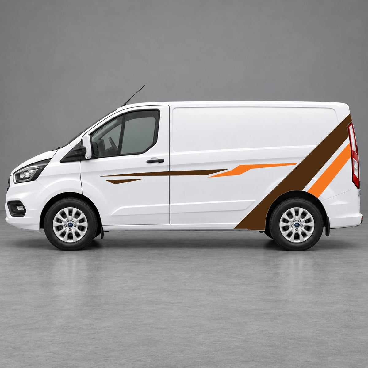 Ford Transit Custom Bold Rear Diagonal Side Stripes in Brown & Orange