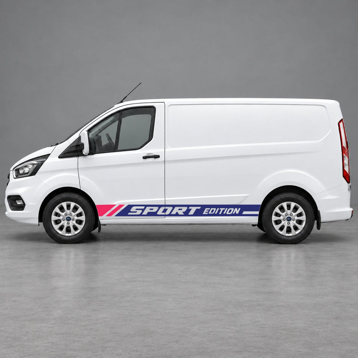 Ford Transit Custom Sport Edition Lower Side Graphics in Navy Blue & Pink
