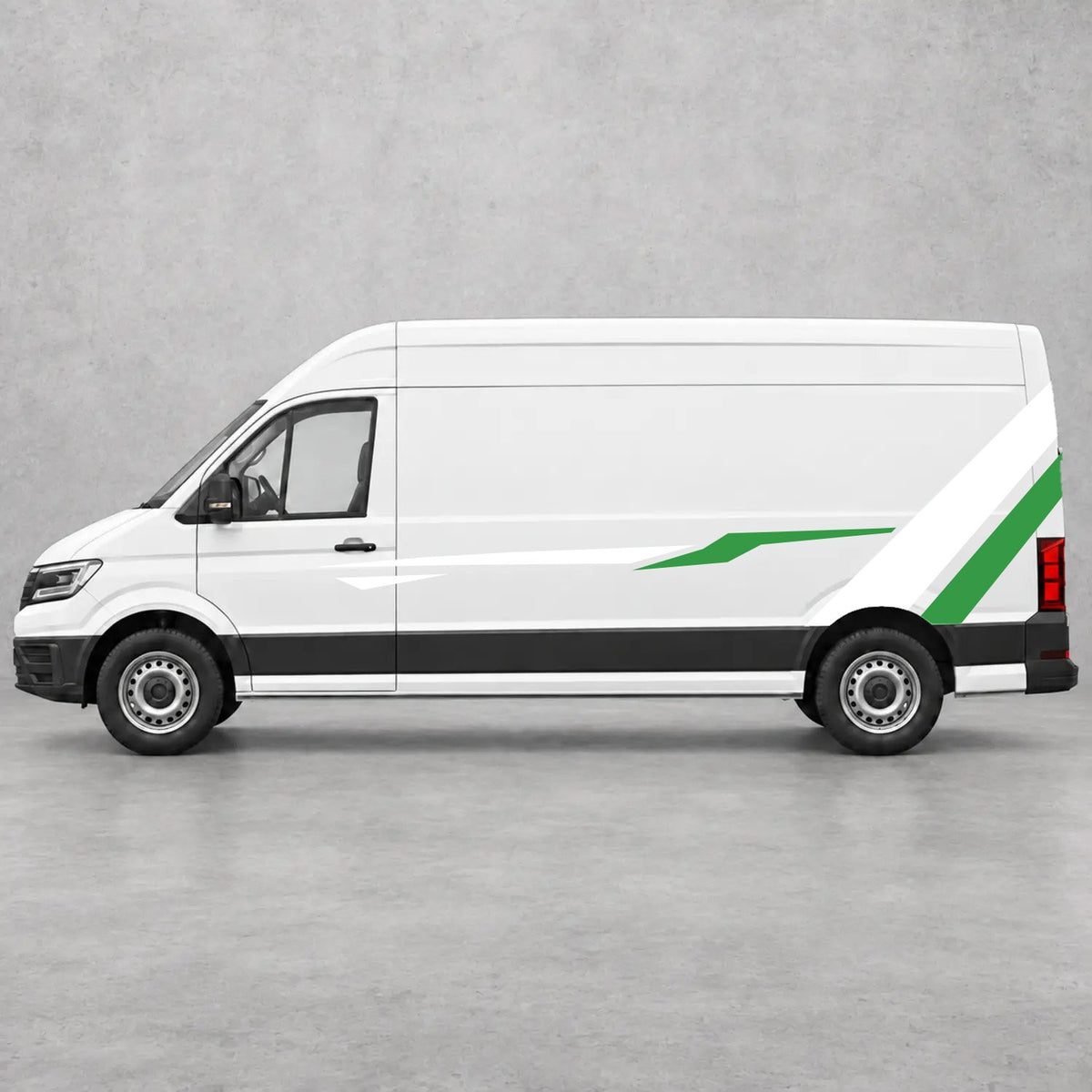 VW Crafter Bold Rear Diagonal Side Stripes in White & Green