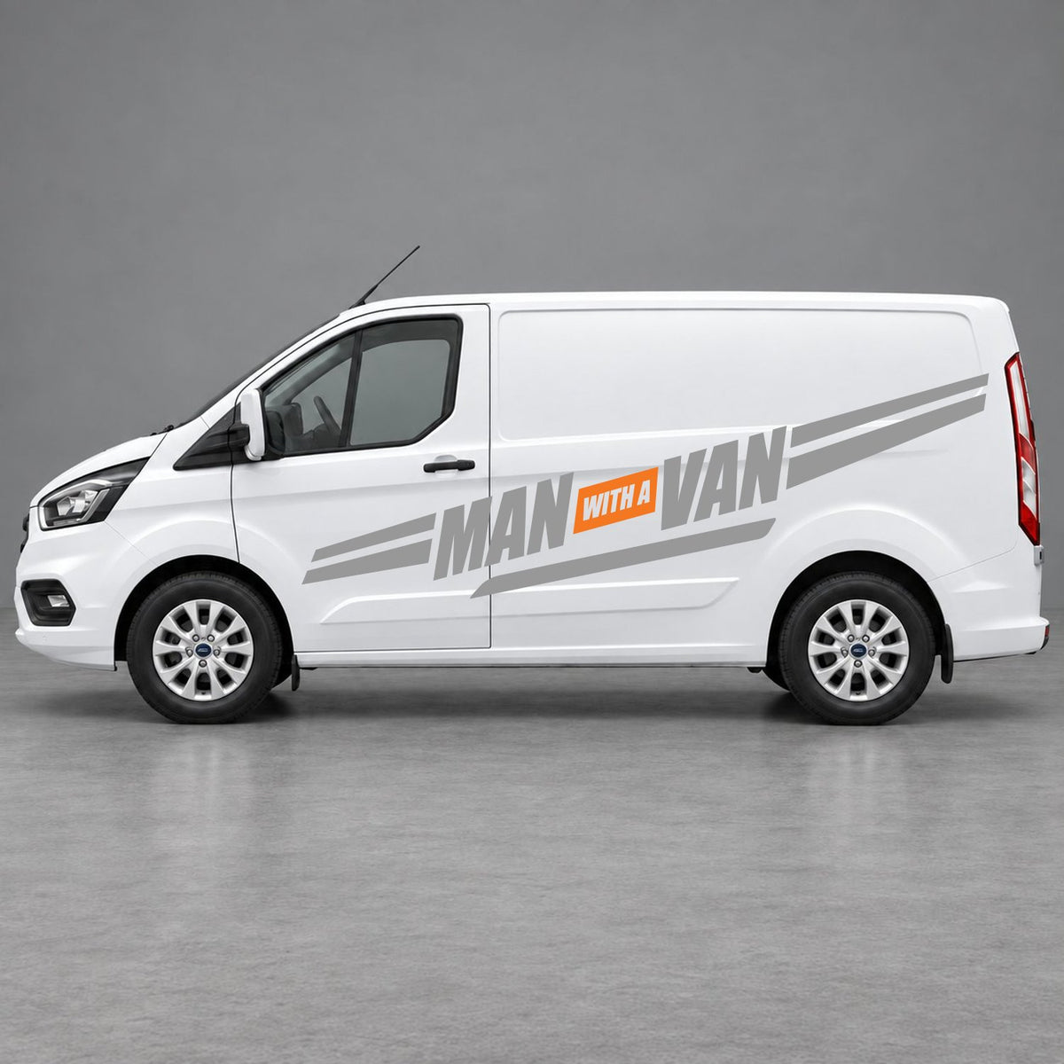 Ford Transit Custom Man with a Van Side Stripes in Grey & Orange