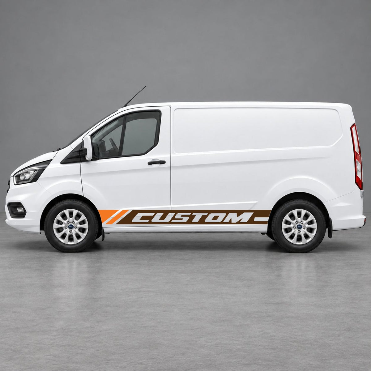 Ford Transit Custom Custom Lower Side Stripes in Brown & Orange