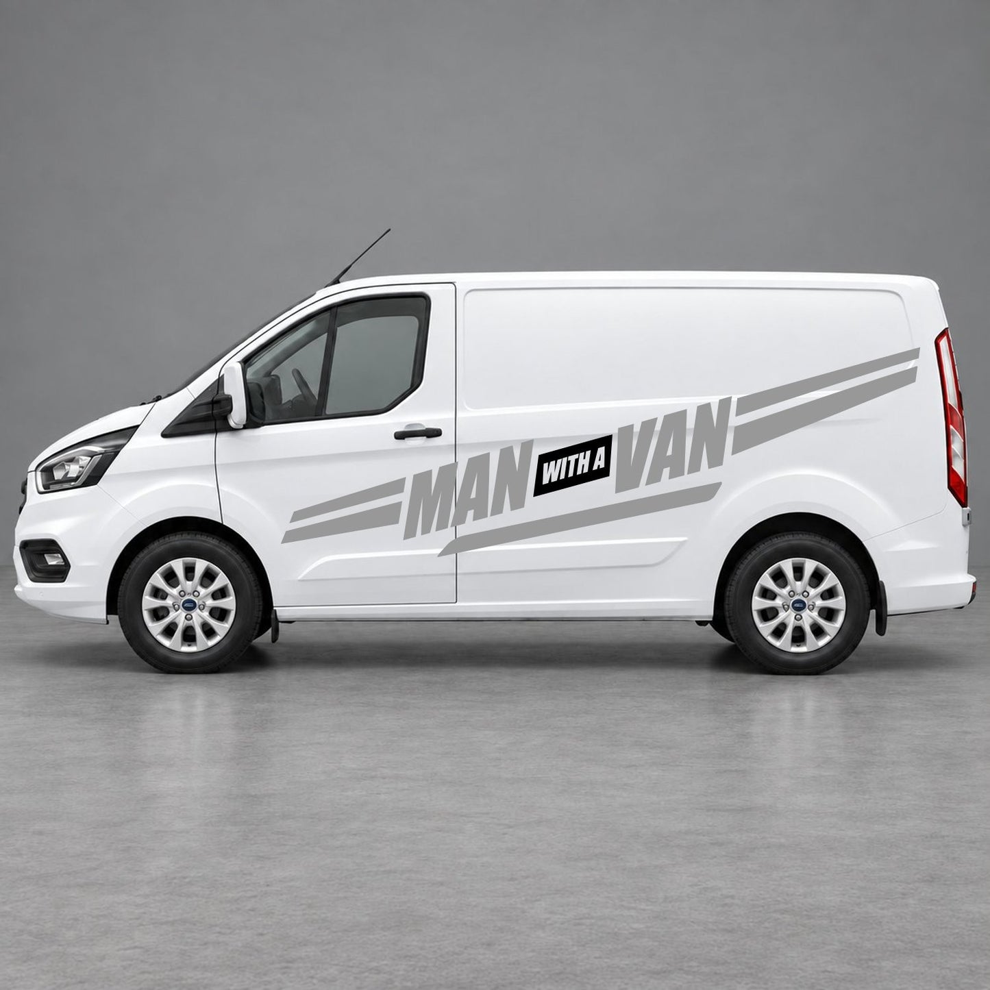 Ford Transit Custom Man with a Van Side Stripes in Grey & Black