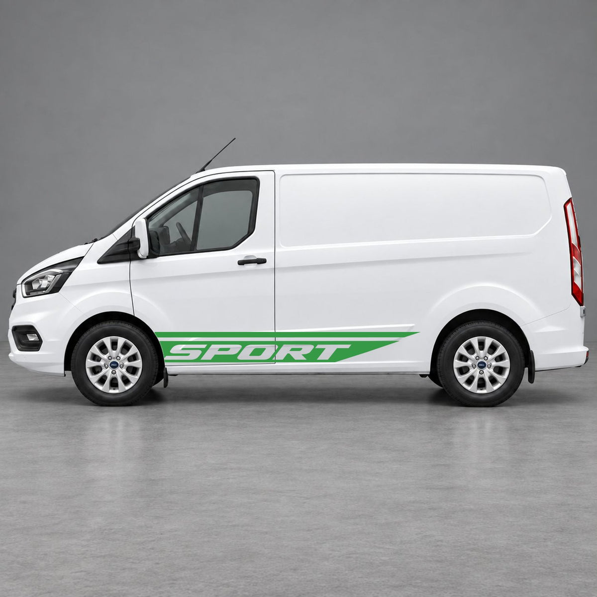 Ford Transit Custom Sport Swoosh Lower Side Stripes in Green & Green