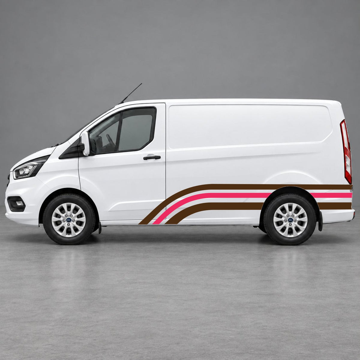 Ford Transit Custom Retro Triple-Arch Side Stripes in Brown & Pink