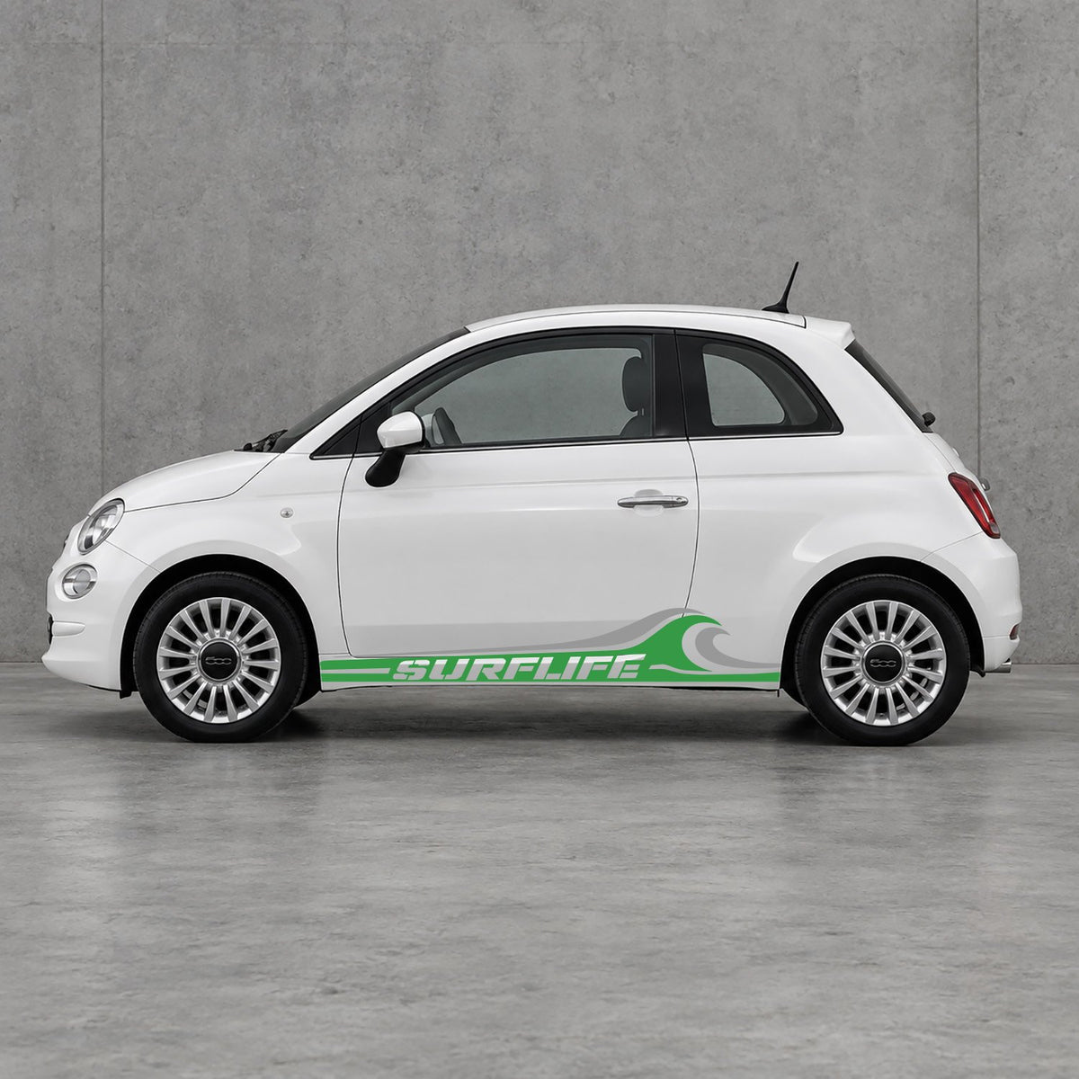 Fiat 500 Surf Life Side Stripes Kit - Pair Supplied in Green & Grey