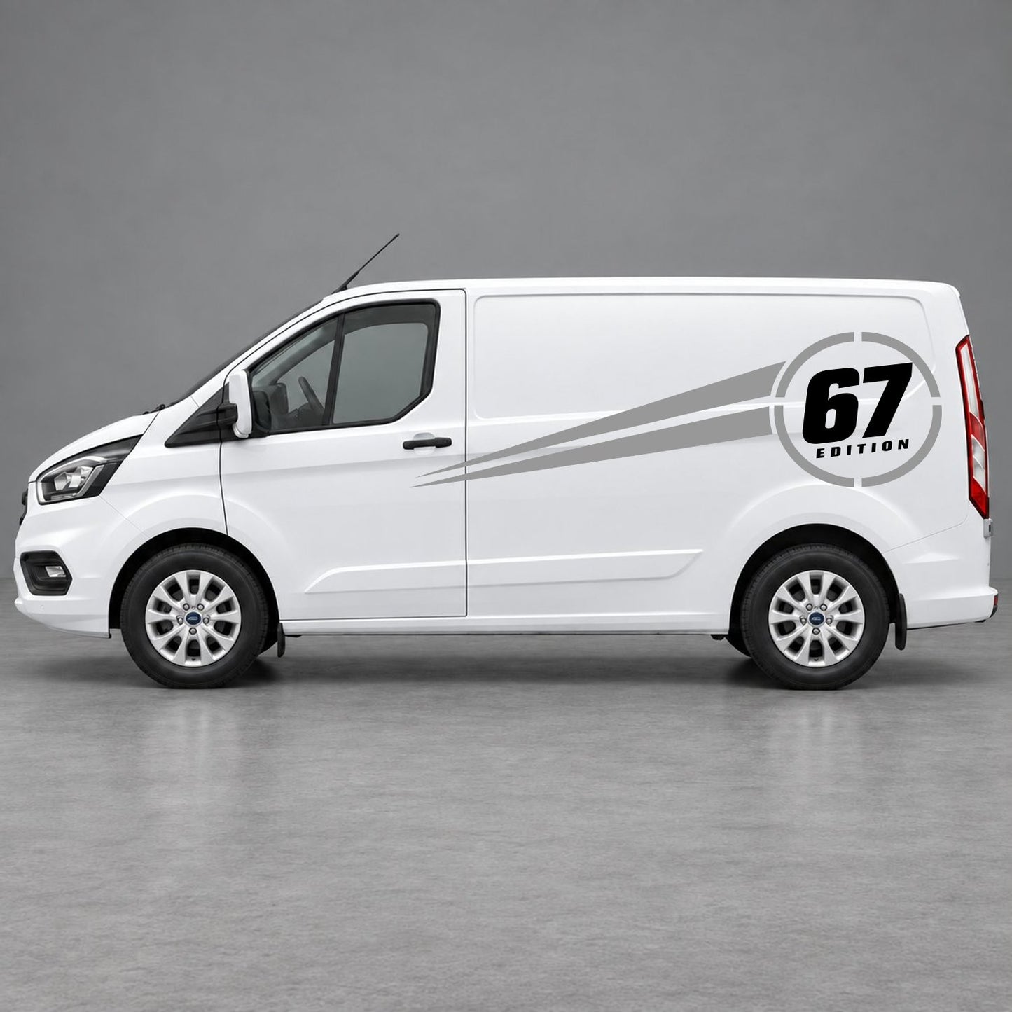 Ford Transit Custom Personalised Number Edition Side Stripes in Grey & Black