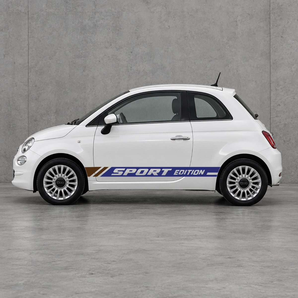 Fiat 500 Sport Edition Side Stripes Kit - Pair Supplied in Navy Blue & Brown