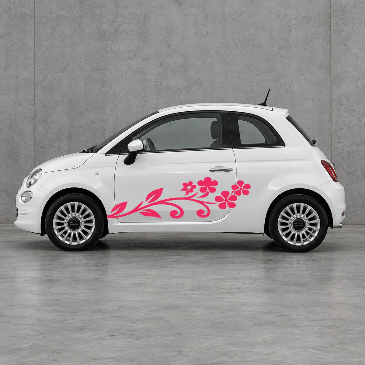 Fiat 500 Floral Vine Side Graphics Kit - Pair Supplied in Pink