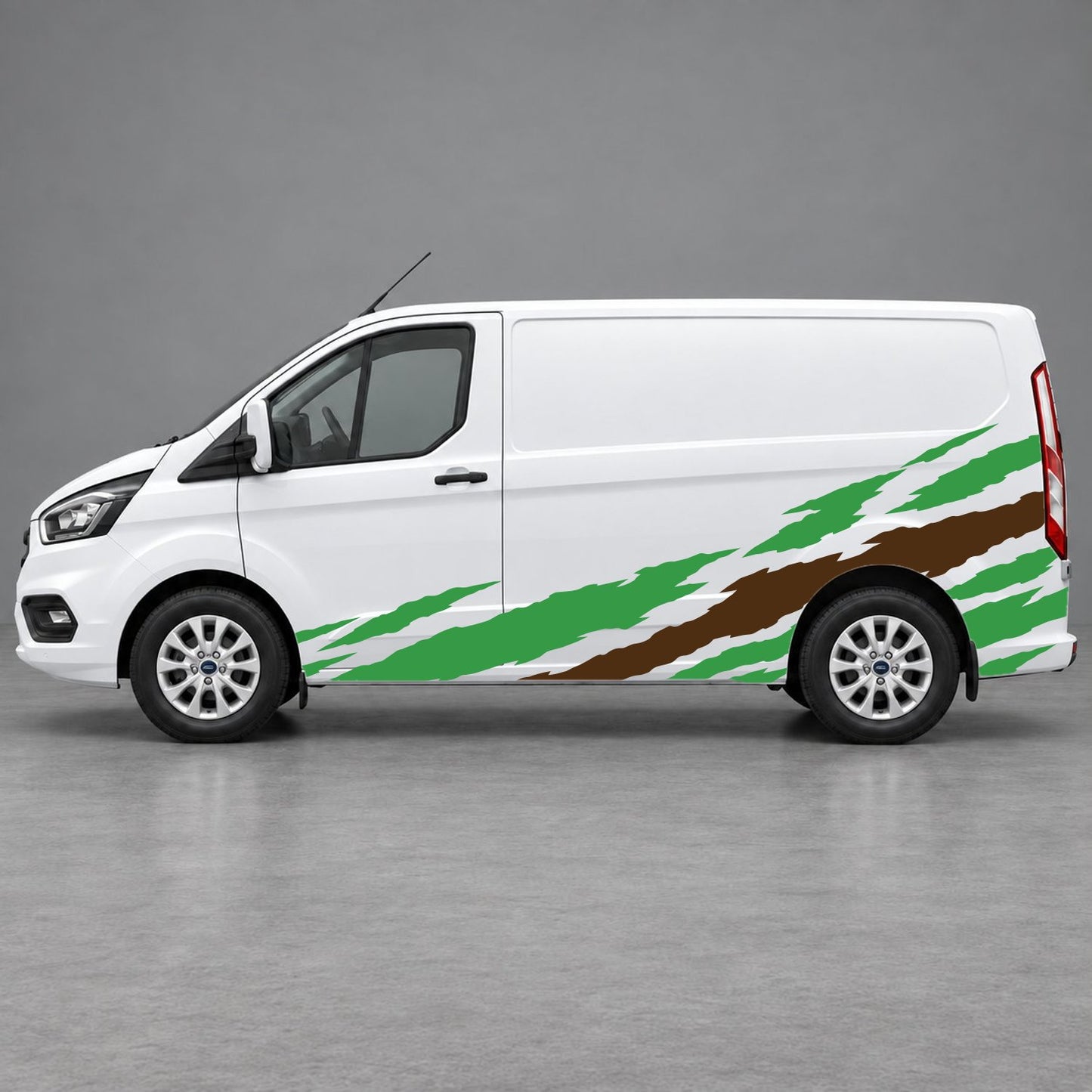 Ford Transit Custom Claw Scratch Side Graphics in Green & Brown