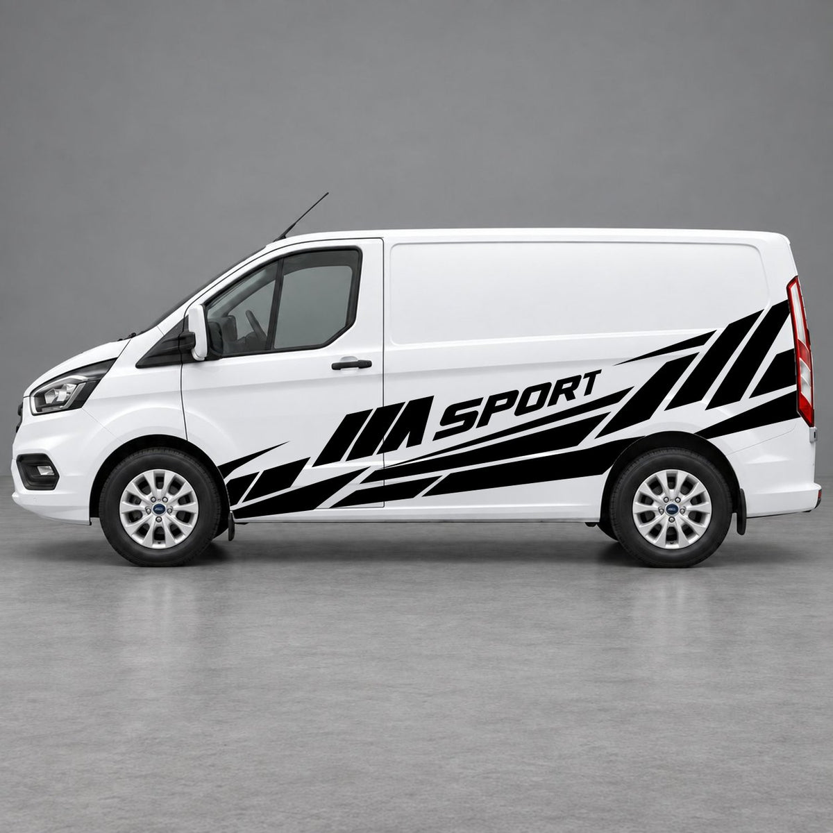 Ford Transit Custom M Sport Racing Side Graphics in Black & Black