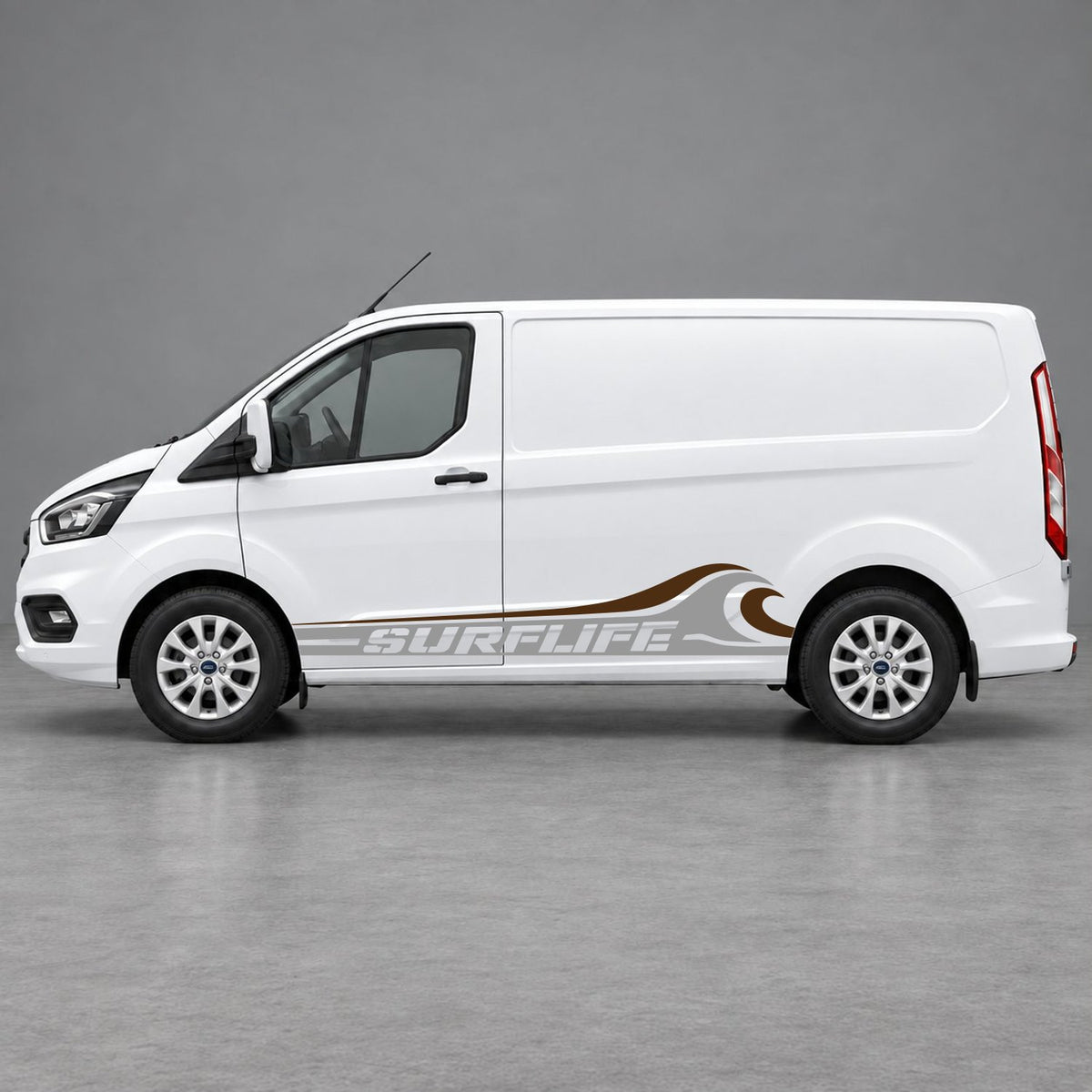 Ford Transit Custom Surflife Wave Side Stripes in Grey & Brown